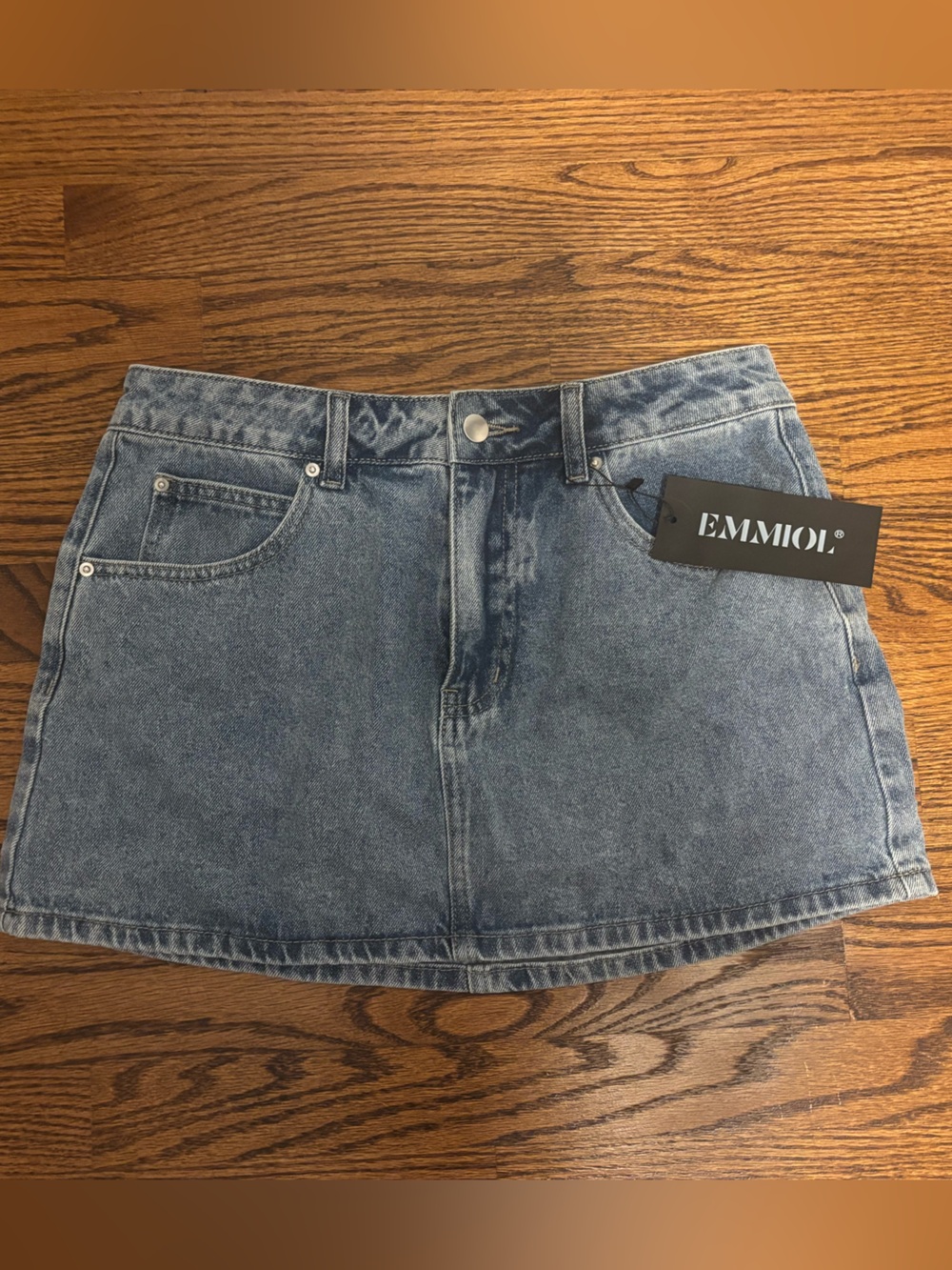 Washed Blue Denim Mini Skirt